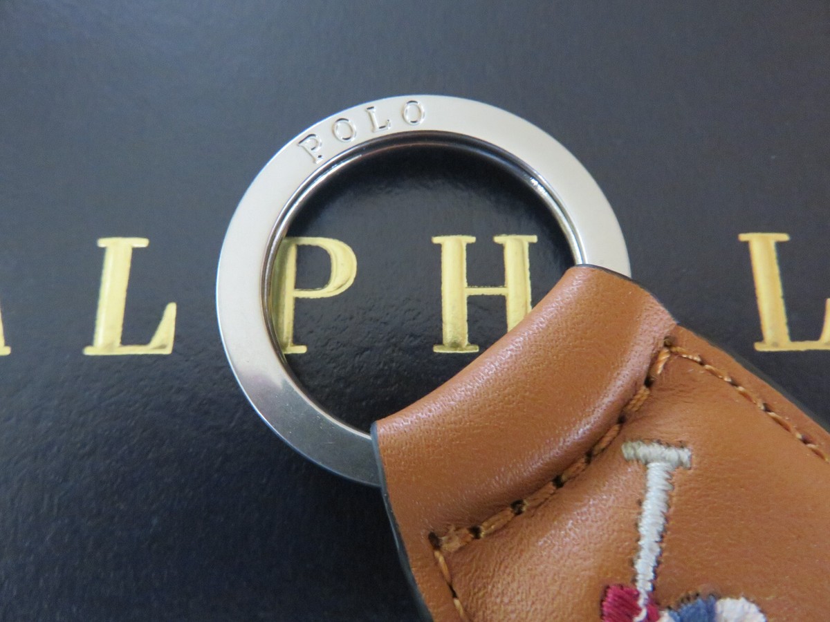Polo RALPH LAUREN Key Chain FOB Big Pony Tan Leather