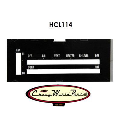 73  CAMARO HEATER CONTROL LENS WITH AC, WITH BACKING PAPER