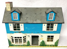 US MARX TIN STEEL LITHOGRAPH PLAYHOUSE,2-3 STORY,5 RM,DOLL,METAL,PROP,GIFT,19x15