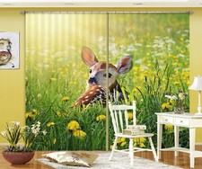 3D Garden Deer ZHUA3576 Animal Photo Curtain Window Blockout Fabric Amy 2023