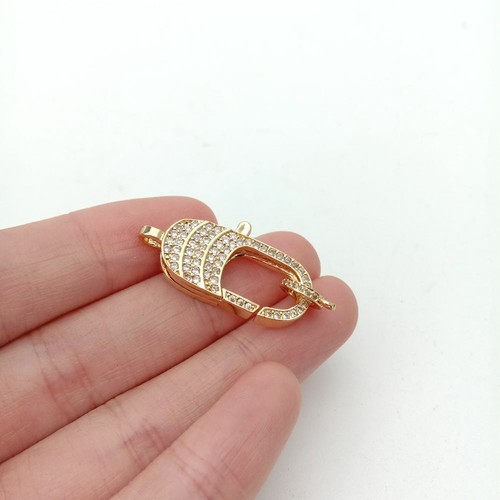 lobster clasp 12x24mm 18k gold Filled cubic zirconia micro pave rectangle clasp - Picture 4 of 14