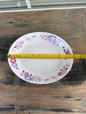 8" x 10" oval premium plastic melamine deep plate flower V212 (6-piece set)