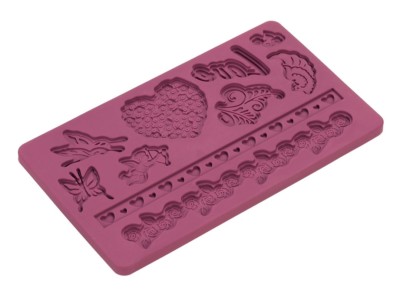 LURCH Silikon Prägematte für Schokolade und Marzipan Rot Liebe Backen Backform