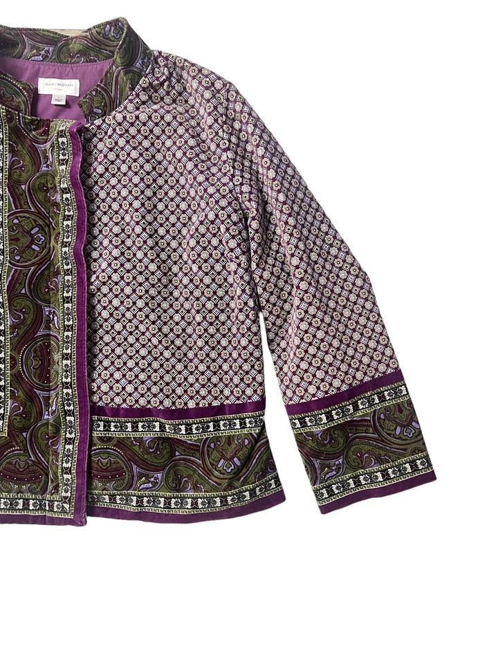 Isaac Mizrahi цель бархата блейзер куртка L пейсли богемное Academia опрятный Artsy - Изображение 3 из 4