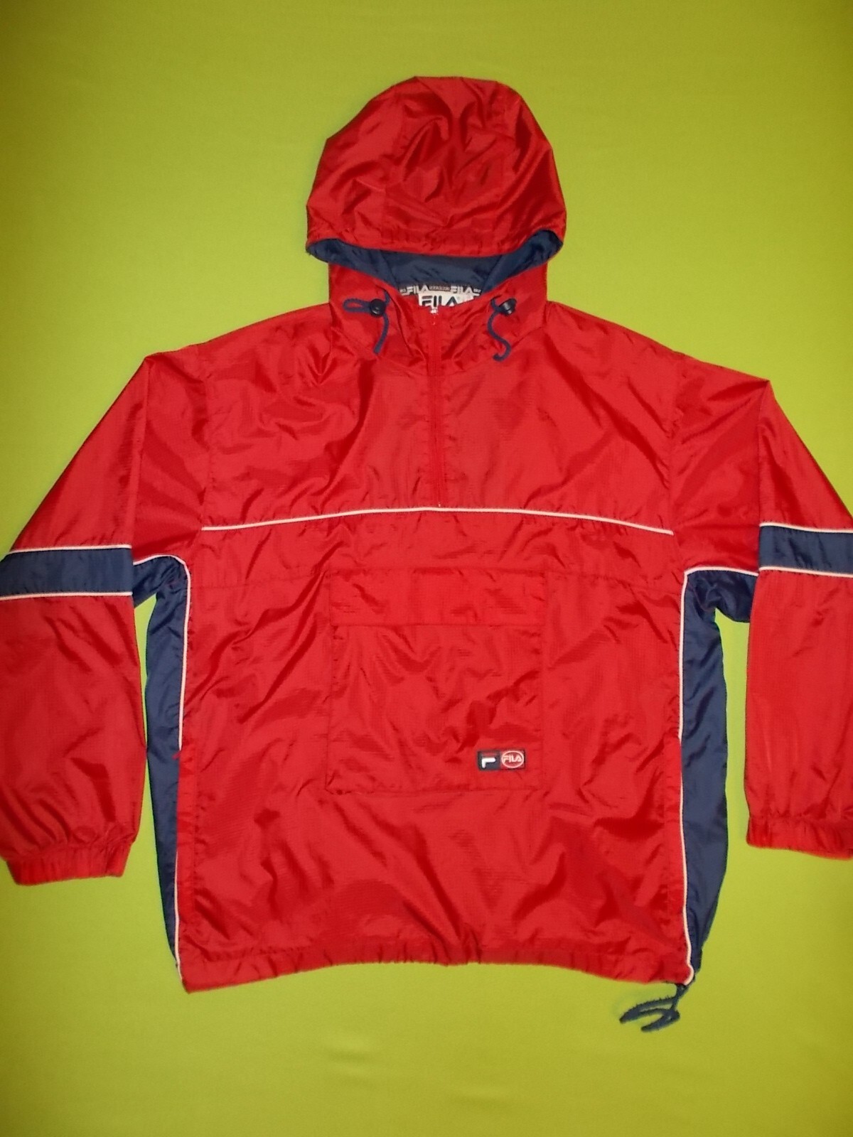 Giacca Anorak FILA (S) PERFETTA!!! Giacca da pista con cappuccio ROSSO WINDCHEATER