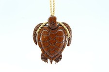 Hawaiian Koa Wood Turtle / Honu Necklace - Hand Carved Genuine Koa, Polynesian