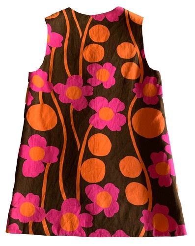 Vintage 60's Groovy Mod "Flower Power" Women's Vest - Brown+Pink+Orange - Sz S/M - Picture 2 of 4