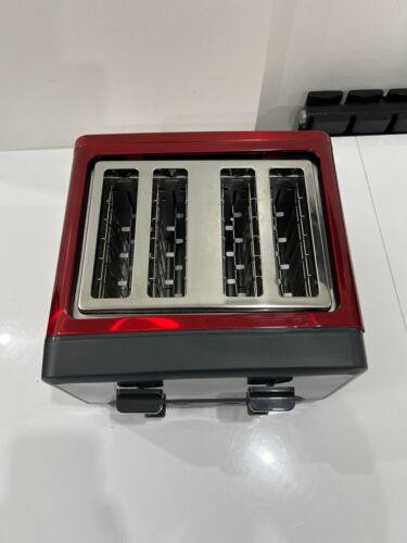 Bosch DesignLine Plus 1940W 4-Slice Toaster Stainless Steel Red TAT4P444GB  - Afbeelding 1 van 10