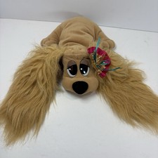 Pound Puppy Cocker Spaniel Plush 11" Tan Fluffy Ears Stuffed Animal 1995 W/ Bow