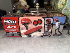 Combo de monopatín Halo Rise Above con casco, casco rojo, codo, almohadillas, monopatín