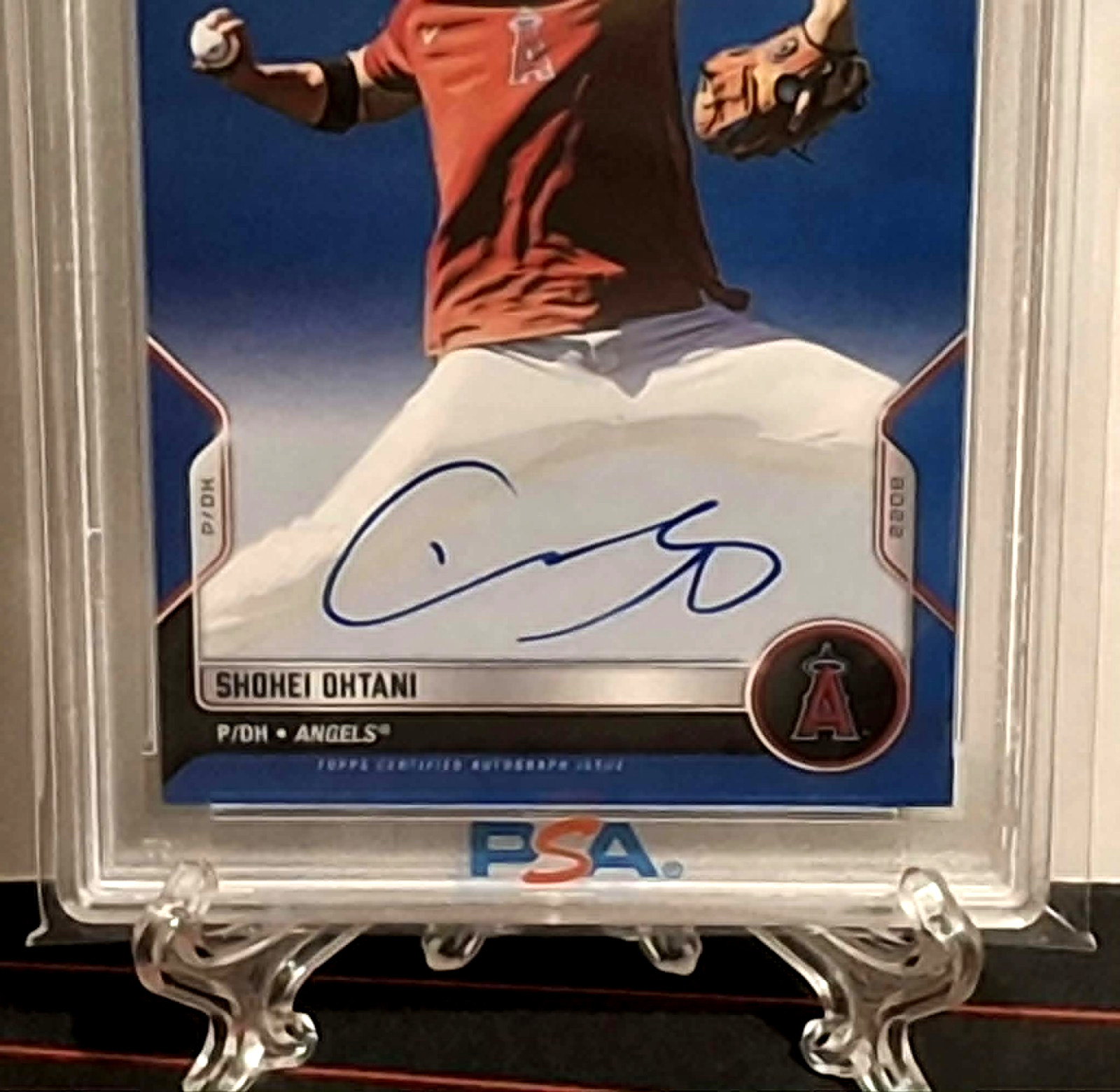 2022 Shohei Ohtani Topps Now Road to Opening Day AUTO Blue Refractor 34 /49 view 6