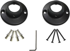 Naiture Straight Shower Curtain Rod round Flanges, Zinc Alloy, Set of 2, Black F