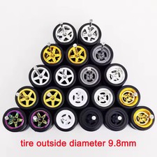 10 Sets Advan V2  4 Spoke 9.8mm Rims  Rubber Tires Mix For 1/64 Hot Wheels