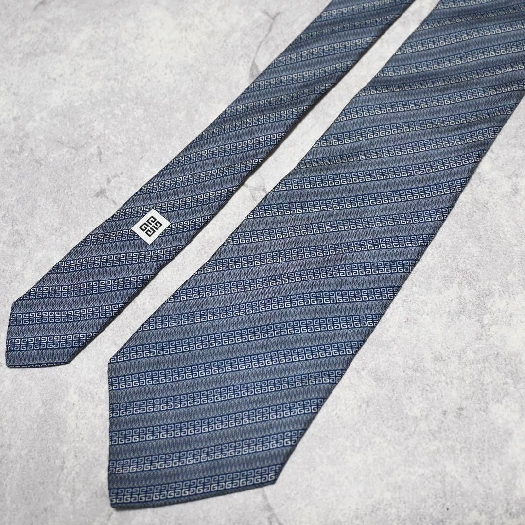 GIVENCHY Striped Small Pattern Logo Tie - image 3