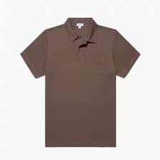 Sunspel Riviera Polo Shirt Medium Walnut Brown Daniel Craig James Bond