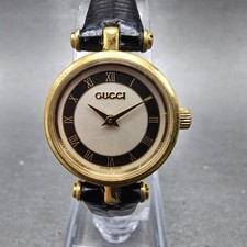 Gucci 2000L Watch Women 22mm Silver Dial Gold Plated Round New Battery Vintage