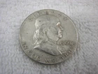 1960 D Ben Franklin US Half Dollar, 90% Silver, Circulated ungraded