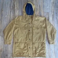 Vintage WALRUS 60/40 Mountain Parka LARGE GOLD/BLUE Hood Rain Jacket 80s
