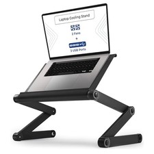 WorkEZ Executive Laptop Cooling Stand, Adjustable Desk for Bed, Foldable Black