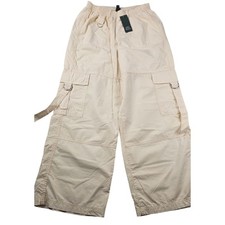 NWT cream Wild Fable Cargo Pants thin S neutral Wide Leg Pockets Drawstring