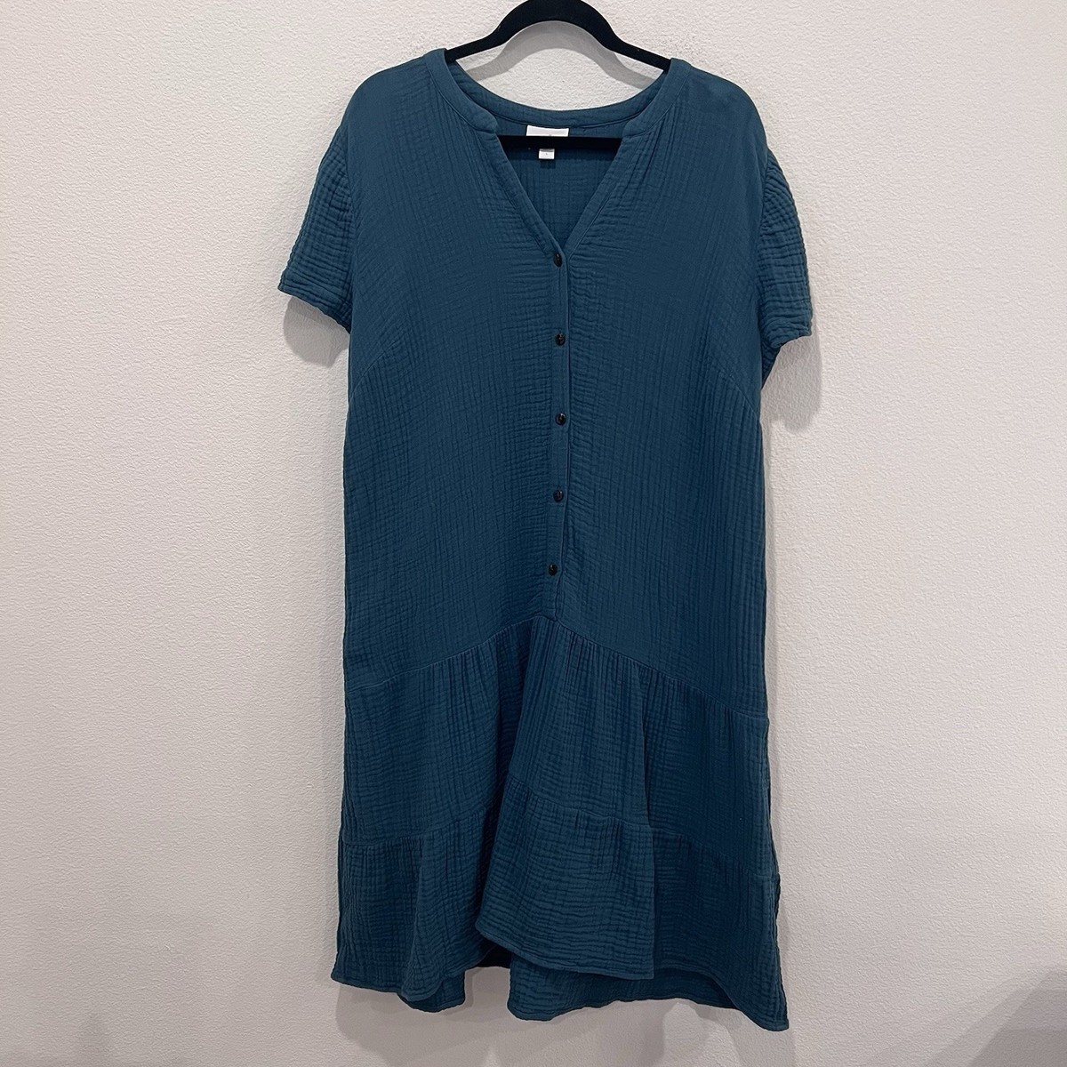 J. Jill Green Slubbed Cotton Gauze Drop Waist Tiered Midi Dress Size Large Boho | eBay J. Jill Green Slubbed Cotton Gauze Drop Waist Tiered Midi Dress Size Large Boho | eBay
