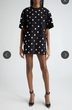 NWT Area Black Mirror Polka Dot Open Back Dress Size L