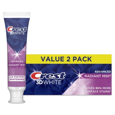 Crest 3D White Advanced Radiant Mint Zahnpasta, 93 g, 2er-Pack - Bild 1 von 4