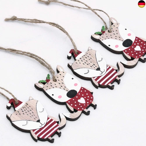 Valery Madelyn Holz Weihnachten Anhänger 24tlg 6cm Baum Weihnachtsdeko mit 2 - Bild 6 von 6