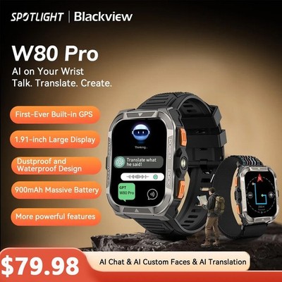 Blackview W80PRO Rugged Smart Watch Men, GPS Position Smartwatch ，AI Translation