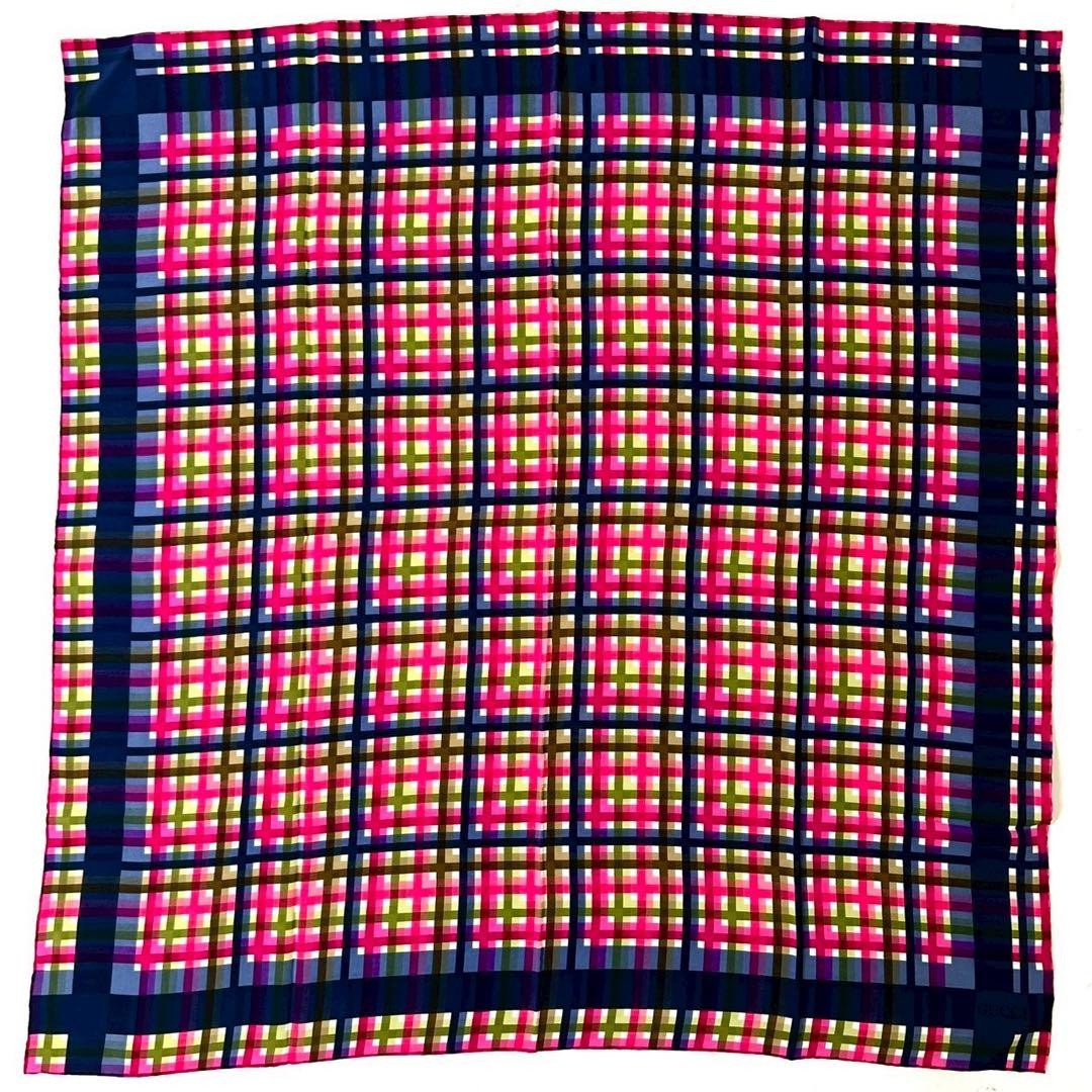 Gucci silk scarf check pattern 86cm Authentic