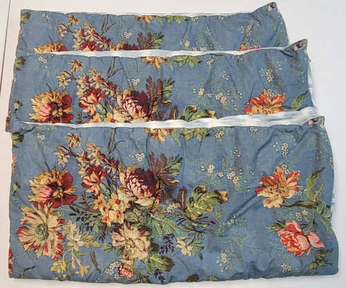 Pottery Barn 3 Meadow Euro Quilted Pillow Shams 25” Floral Blue Cottage French
