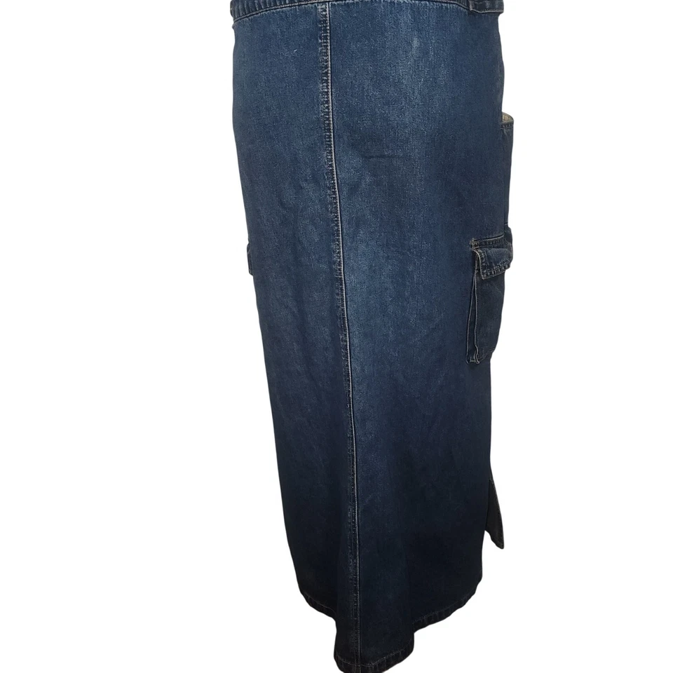 Vestido largo con tirantes de mezclilla talla XL vintage modesto jersey Foto 4 de 4