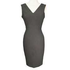 Saks Fifth Avenue Black V-Neck Sheath Dress Knee Length LBD Size Cocktail Dress
