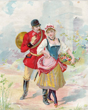 chromo lithographie " Fin 19éme très COQUINE - format 23.5 x 19 cm