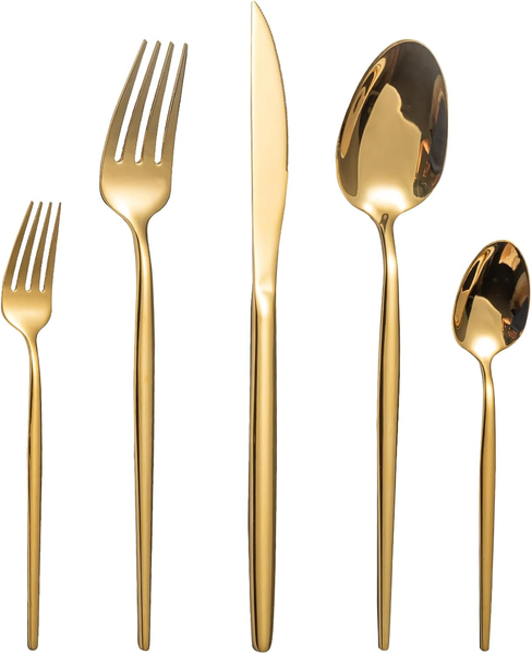 Goldenes Besteck Set FüR 6 Personen-30 Teilig Essbesteck Set Inkl. Messer, Gabel-image