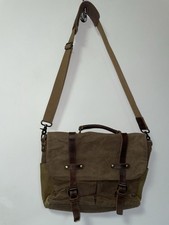 Waxed Canvas & Leather Bag Laptop Messenger Folders Uni Satchel
