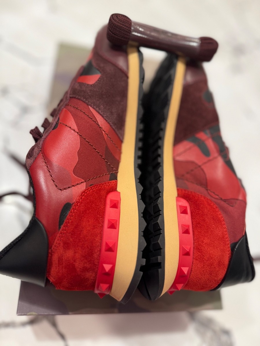 VALENTINO Red ROCKRUNNER Scarlett Camo Men's Trainers Size 42 EU
