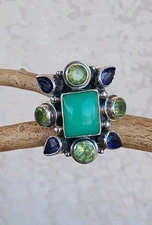 Nicky Butler Handmade Raj Limited Edition Multi Gem Sterling Silver Ring Sz 8