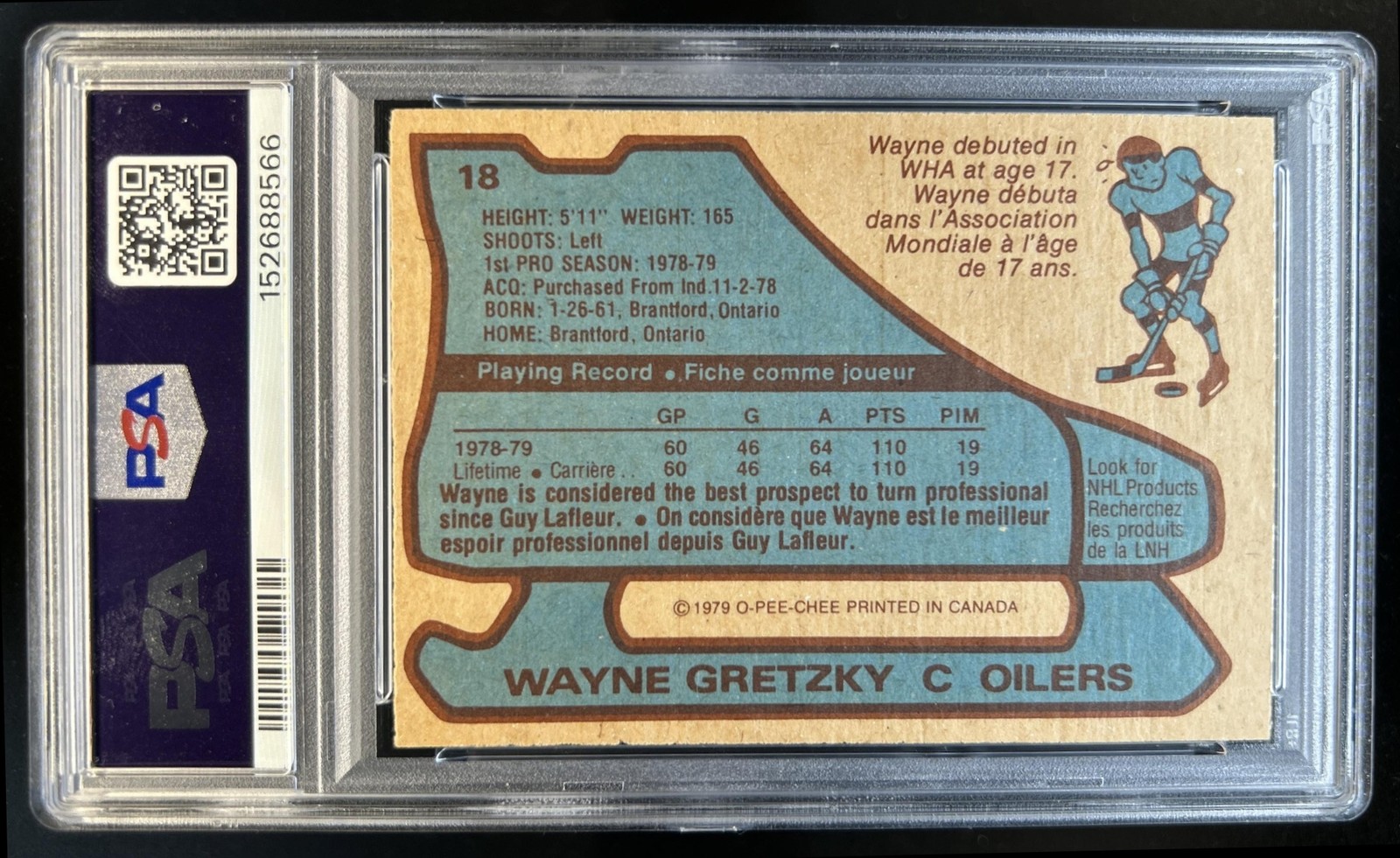 1979-80 O-Pee-Chee Wayne Gretzky Auto Rookie RC #18 Oilers PSA 5.5 Auto 10 view 2