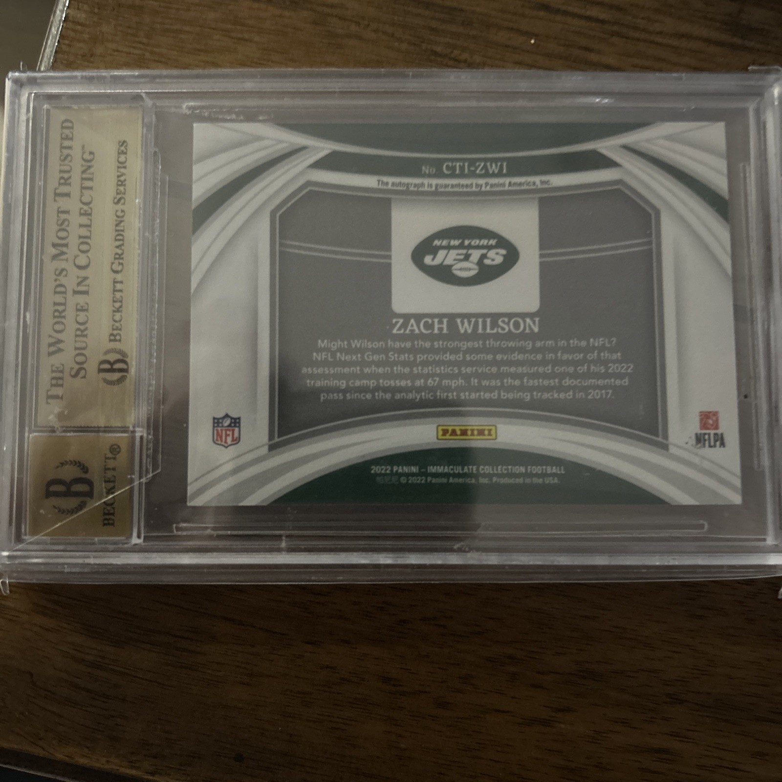 2022 Panini Immaculate Zach Wilson Clutch Time Ink Auto /49 bgs 9.5 view 2