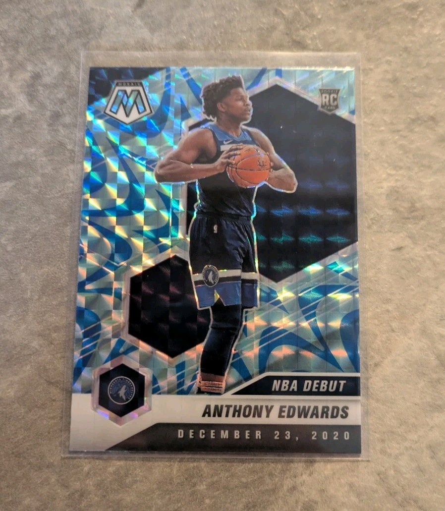2020 PANINI MOSAIC #261 ANTHONY EDWARDS REACTIVE BLUE NBA DEBUT RC ROOKIE