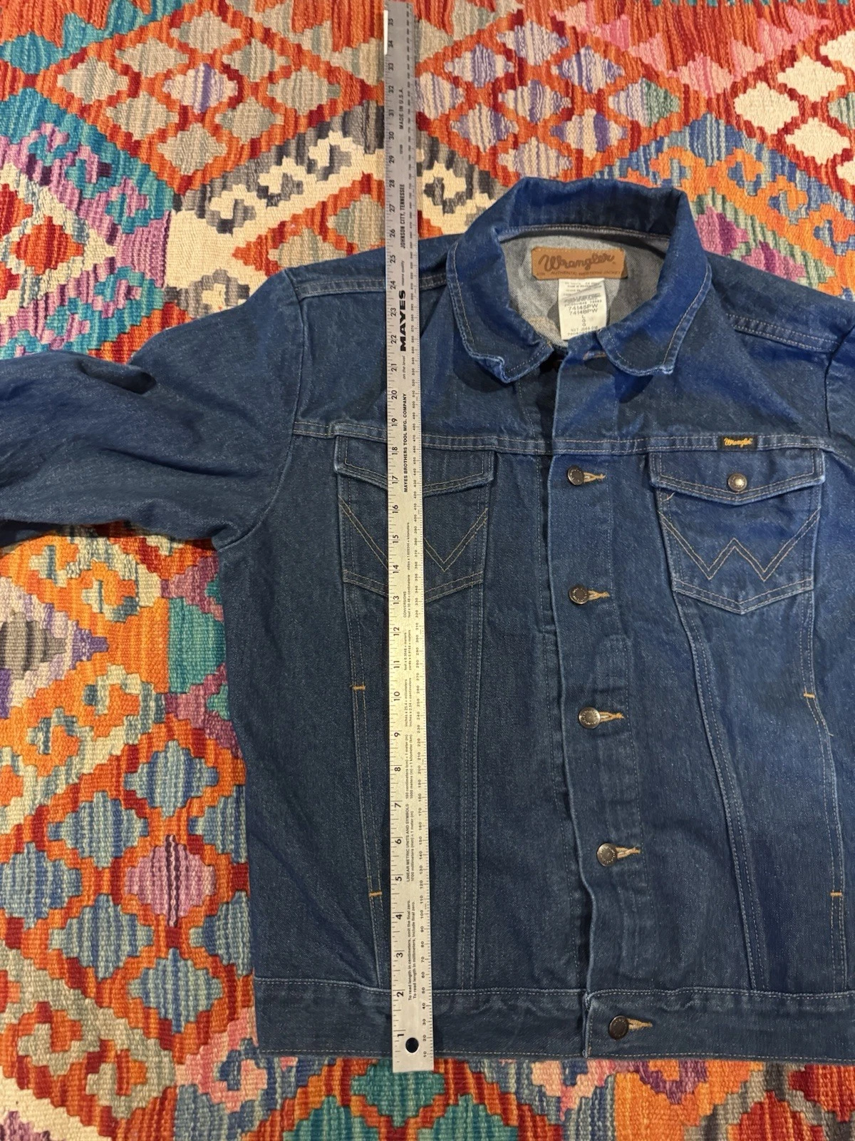 Wrangler Trucker Jacket Blue Denim Broken Twill Large Authentic Western - product detail image 4