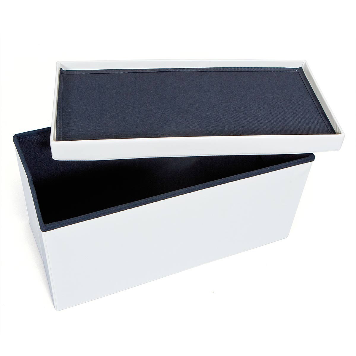 Pouf coffre pliable blanc 76cm Basics au design épuré