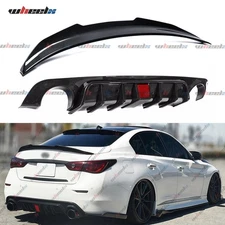 Carbon Fiber Fit 2018-2024 Infiniti Q50 Rear Bumper Diffuser & Rear Spoiler Wing