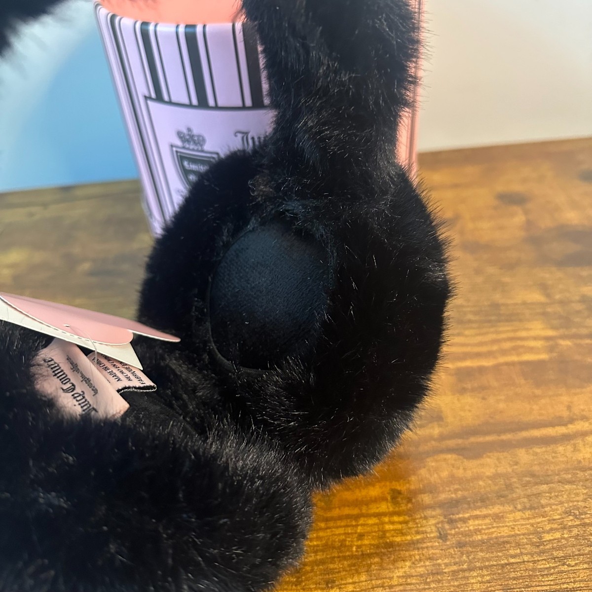Juicy Couture Vintage Y2K Rabbit Fur Wool Earmuffs Black New With Tags Juicy Couture Faux Fur Hats for Women for sale | eBay main image 4
