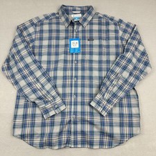 Columbia Shirt Men Extra Large Blue Plaid Vapor Ridge III Button Up Pocket XL