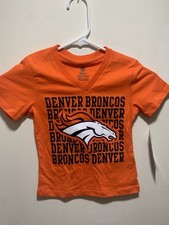 Denver Broncos All Over Print Girls XS 4/5 Tshirt Kids NFL Team Apparel 0045