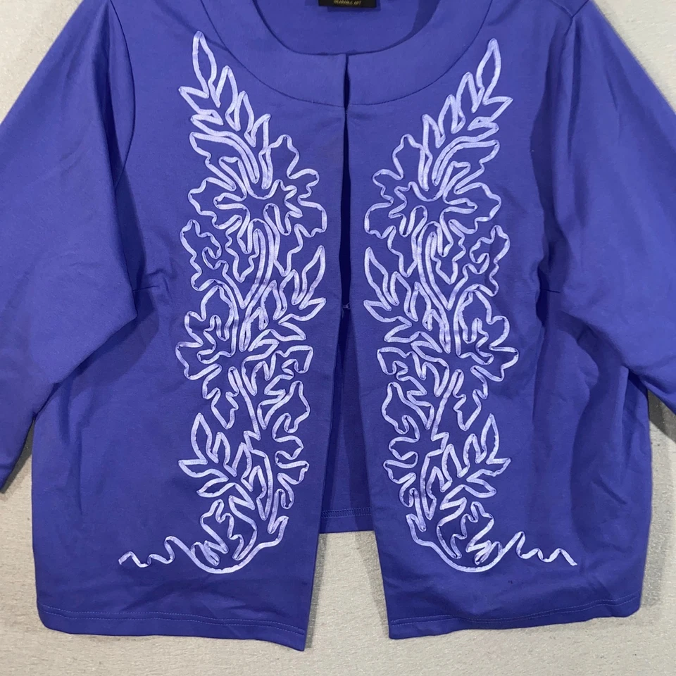 Chaqueta Bob Mackie Usable Art Mujer 2X Púrpura Satinado Cordón Bordado Foto 2 de 4