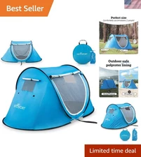 Sky Blue 2-Person Pop Up Tent with Double Doors & UV Protection - 88.6"