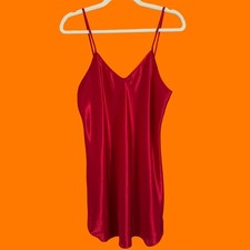 90's vintage red satin lingerie romantic slip dress MEDIUM
